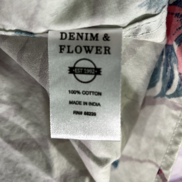 Denim & Flower Men's White Flowered Button Down Slim Fit Shirt. Sz: Medium - Picture 9 of 11